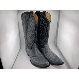 RARE Vintage Tecovas Justin Cowboy Boots Gray Lizard Skin Grey 9D‎ Style S 8357